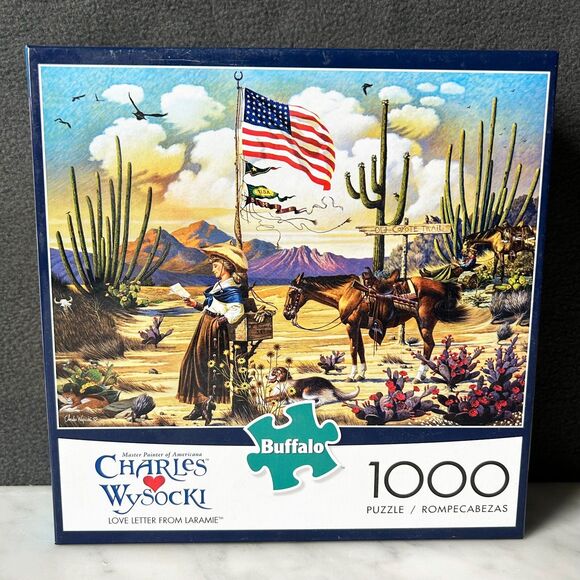 Charles Wysocki Love Letter From Laramie Wyoming Cowgirl 1000 Pc Puzzle-Complete - Picture 1 of 8